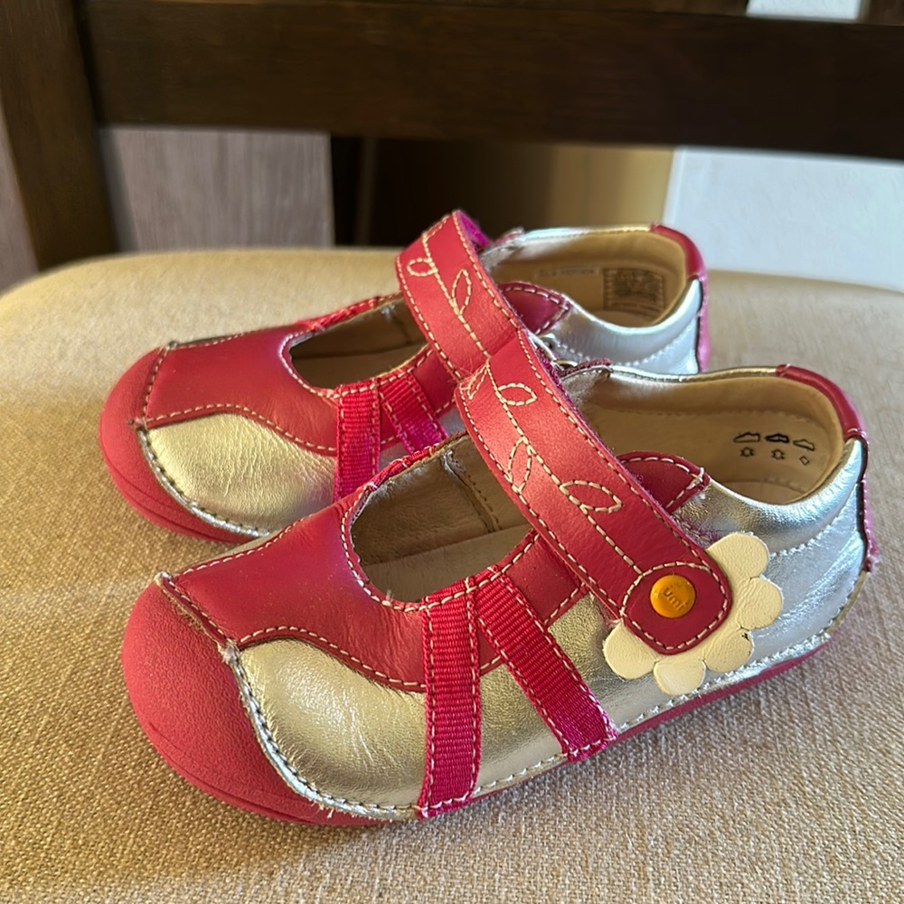 Umi Kids Toddlers Girls Cassia Leather Mary Jane Shoes Pink Silver Size 6.5